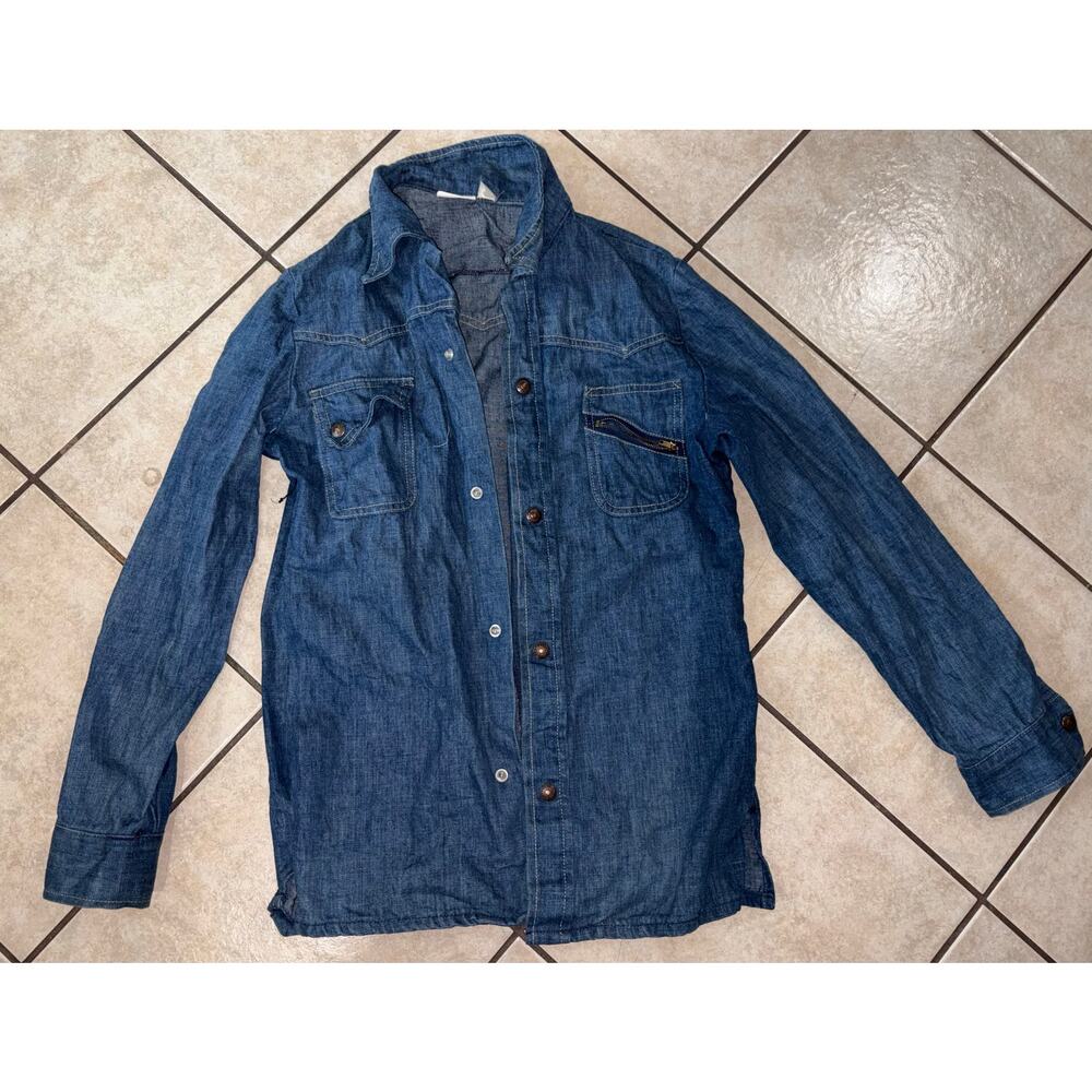 Vintage Mr Leggs button up denim jean longsleeve medium shirt blue
